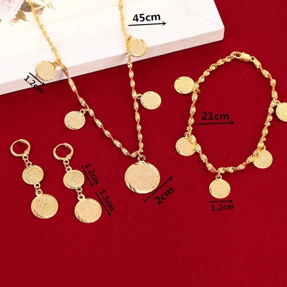 24K Dubai Gold plated Arabic money sign Coin jewelry set - Picture 2 of 4